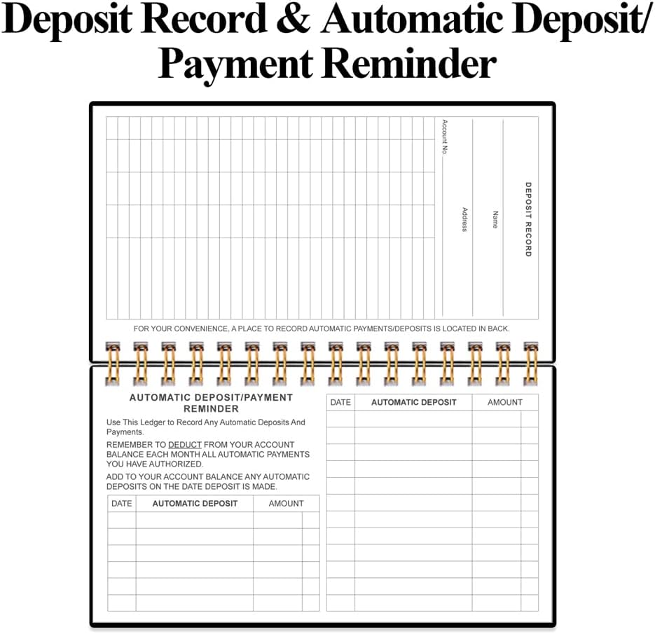 Check Registers for Personal Checkbook - A6 Blank Ledger Transaction Registers for Personal, Check Register Book for Checking and Saving Account, Deposit and Credit Card, 3,75" x 6.75", Black