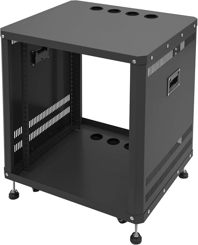 12U Stereo & Studio Rack with Wheels, Open Frame Audio Rack Cabinet, Rolling - Image 7
