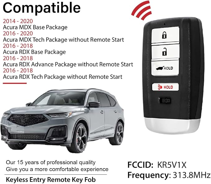 Car Key Fob Remote Keyless Entry Control KR5V1X 313.8Mhz 4 Button Replacement - Image 2