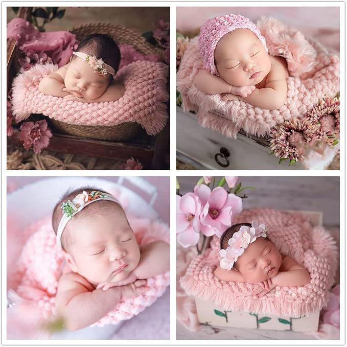 Zeroest Baby Photography Props Basket Braid Wool Wrap Newborn Photo Shoot - Image 8