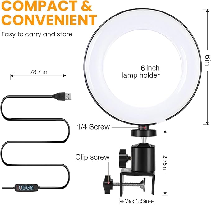 Video Conference Lighting Kit, Ring Light Clip on Laptop Monitor - Image 6