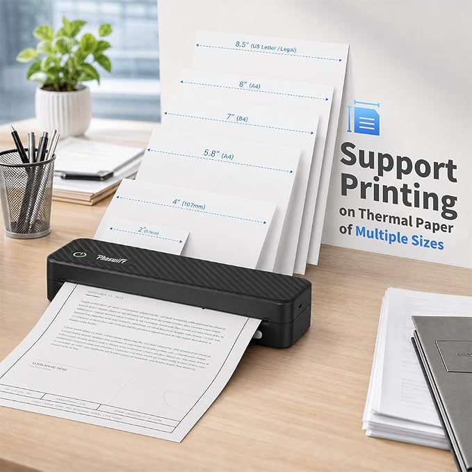 Portable Thermal Printer for Laptop, Inkless Bluetooth Printer Support 8.5" X - Image 5