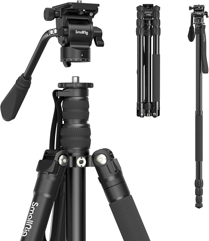 SmallRig CT180 Video Tripod, Aluminum Camera Tripod, 360° Panorama Fluid Head by SmallRig