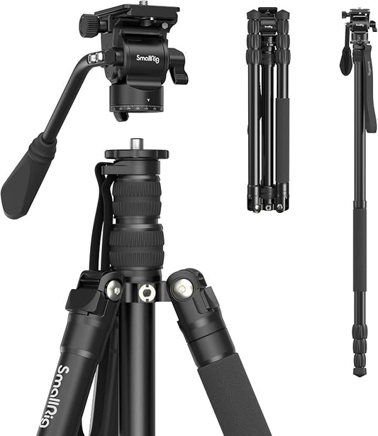 SmallRig CT180 Video Tripod, Aluminum Camera Tripod, 360° Panorama Fluid Head by SmallRig