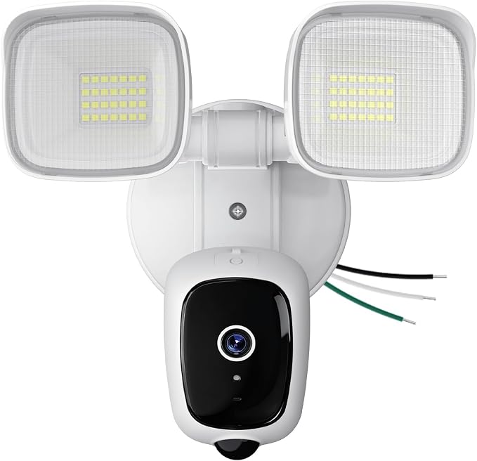 2K Wired Security Floodlight Camera, 3500LM Dual-Head Outdoor Security Camera by Meloght