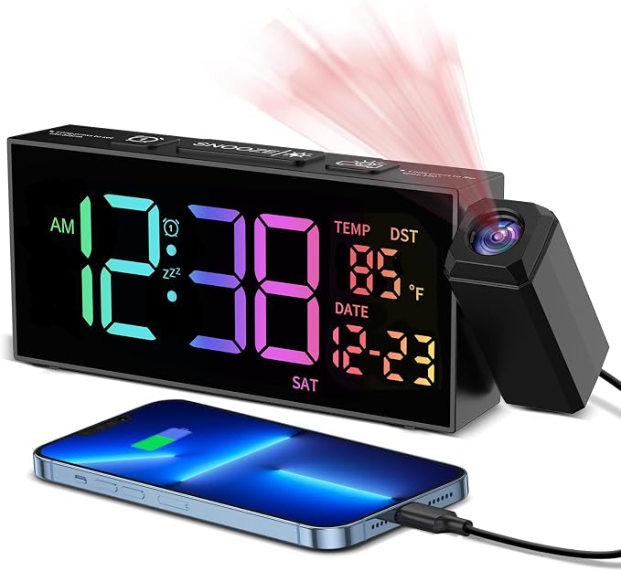 Netzu Projection Clock for Bedroom Ceiling, Alarm Clocks by Netzu