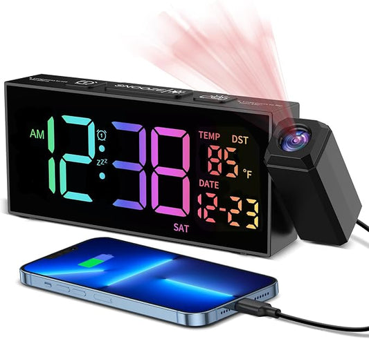Netzu Projection Clock for Bedroom Ceiling, Alarm Clocks by Netzu