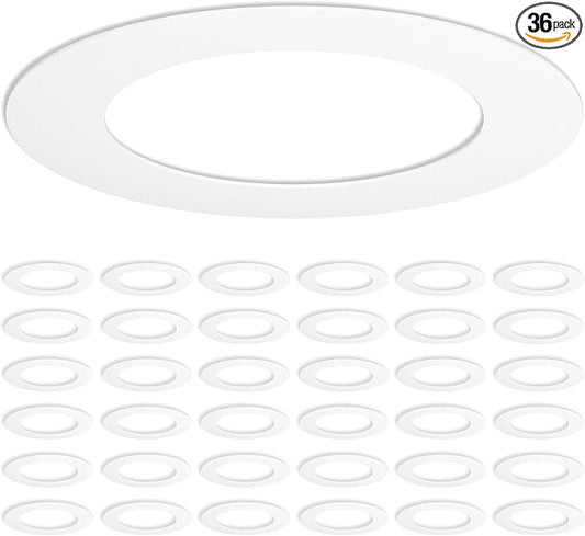 Amico 36 Pack Goof Rings for 6 Inch Recessed Lights, Can Light Trim Ring Cover by Amico