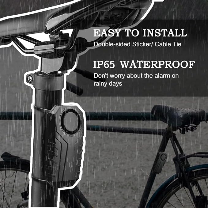 Wsdcam 113dB Bike Alarm Wireless Vibration Motion Sensor Waterproof Motorcycle - Image 3