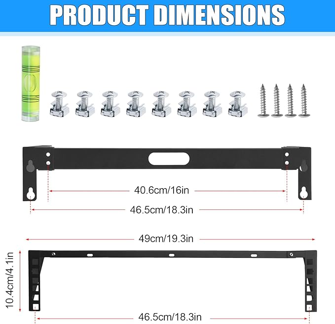 2u Hinged Wall Mount Patch Panel Bracket, 2u Patch Panel Bracket, Vertical Wall - Image 2