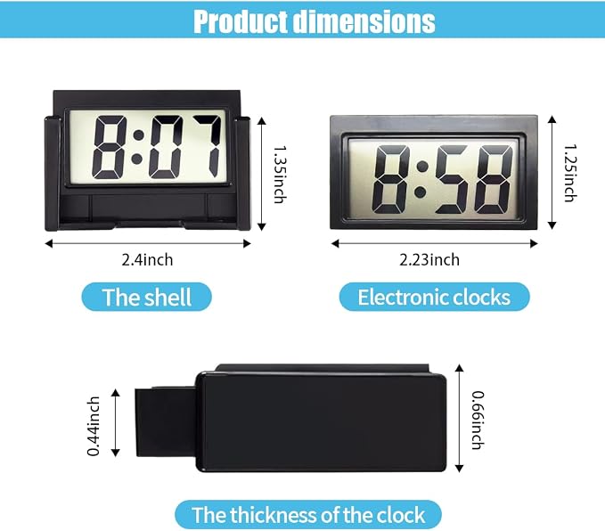 Small Electronic Dashboard Car Time Clock Self-Adhesive Mini Car Electronic - Image 2