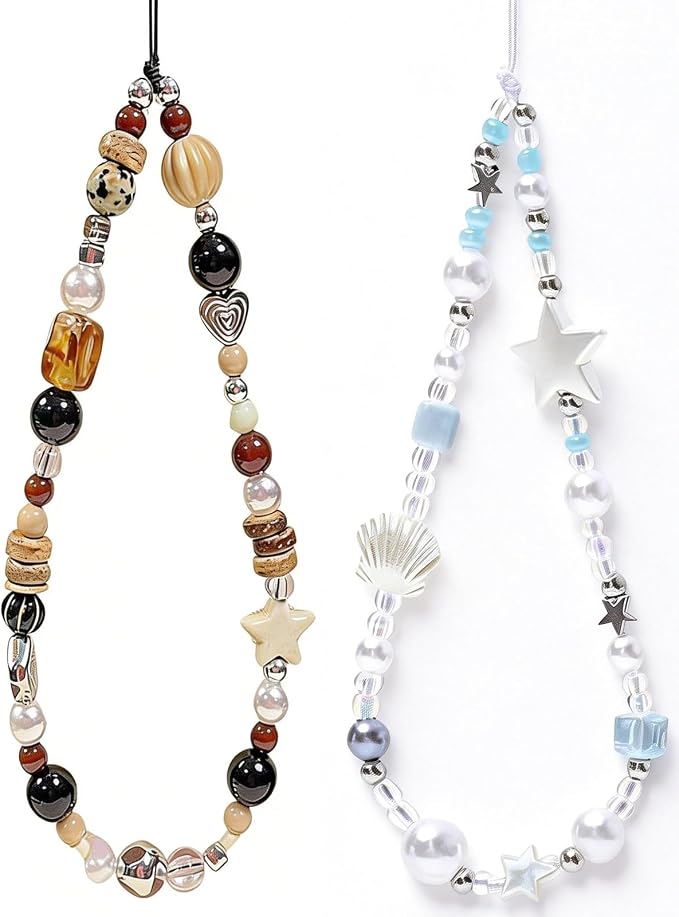 2 Pcs Phone Charm Strap Universal Hand Phone Wrist Strap Camera Lanyard Pearl by Casecond