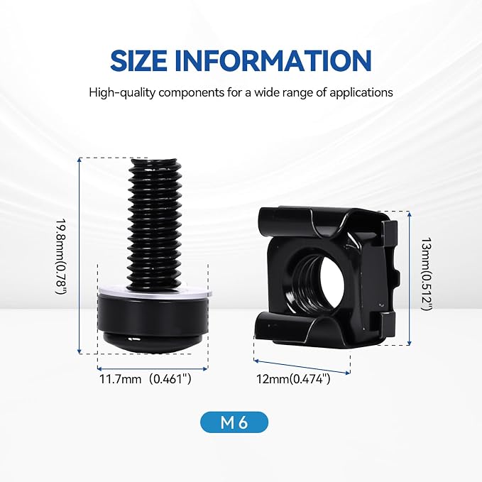 30-Pack M6 x 20mm Rack Mount Screws and Cage Nuts - Image 2