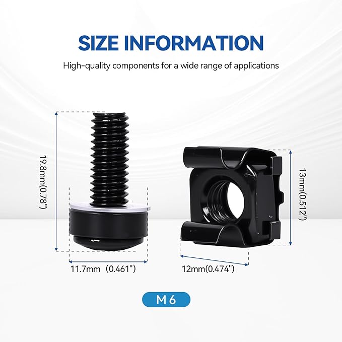 120-Pack M6 x 20mm Rack Mount Screws and Cage Nuts - Image 2