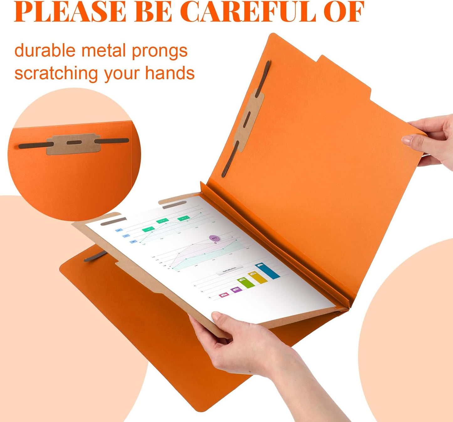 48 Pcs Classification Folders Letter Size, 1 Divider Pressboard File Folder with Fasteners, Expanding File Organizer Bulk for Teachers, Clergy, Office, Church, Christmas Donations (Orange)
