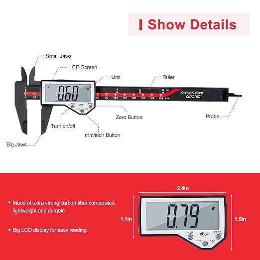 Digital Caliper, 0-6" Electronic Caliper Auto - Image 4