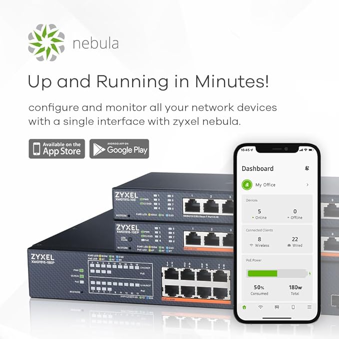 Zyxel 16 Port PoE 2.5Gb Switch | Smart Managed Network Ethernet Switch | 8X - Image 3