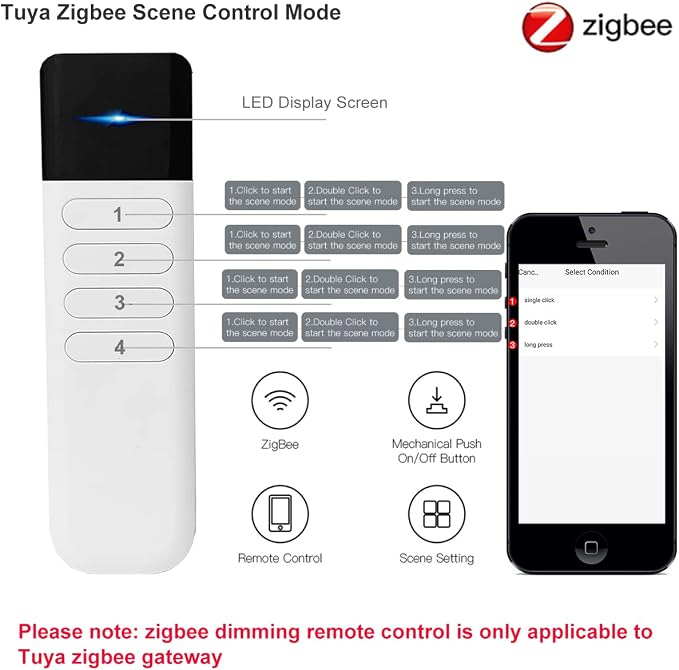 Wireless Zigbee Smart Button, 12 Scene Controller, 4-Way Remote Control Button - Image 4