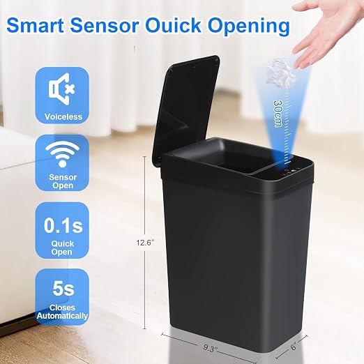Anborry Bathroom Touchless Trash Can 2.2 Gallon Smart Automatic Motion Sensor - Image 4