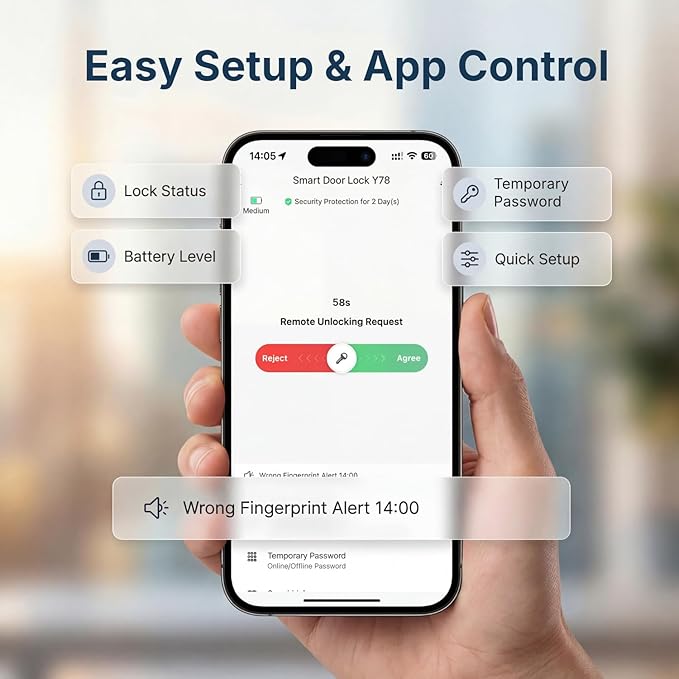Built-in WiFi Smart Lock, Keyless Entry Door Lock - Image 5