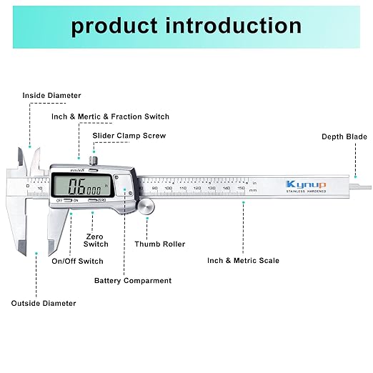 Kynup Digital Caliper, Caliper Measuring Tool, Micrometer Dial Vernier Caliper - Image 6