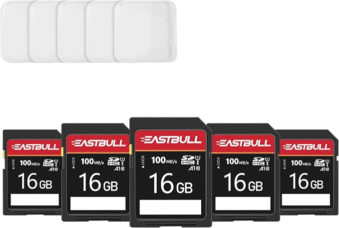 5-Pack of SD Card 16GB EASTBULL Class 10 SD Card U1 V30 High-Speed 100MB/s Read - Image 2