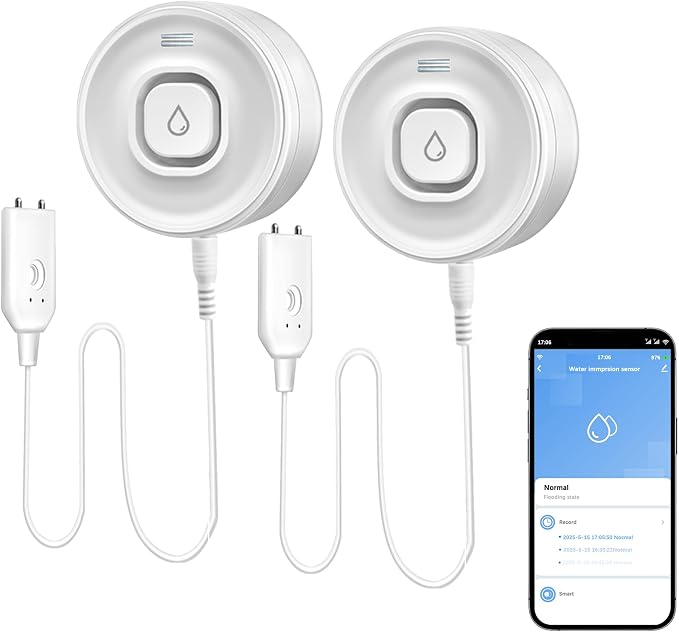 Wi-Fi Water Leak Detector, 100dB Adjustable Audio Alarm Sensor, Sensitive Leak by PHOVOLT