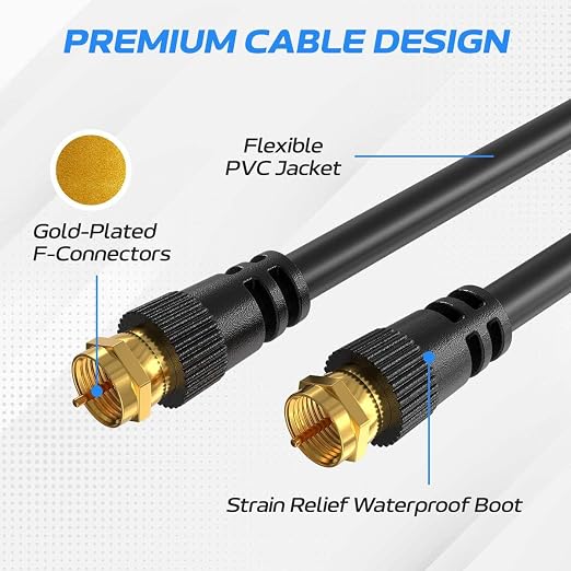 Cables Direct Online Coaxial Cable 25FT Black Coax RG6 Male F Type Extension - Image 3