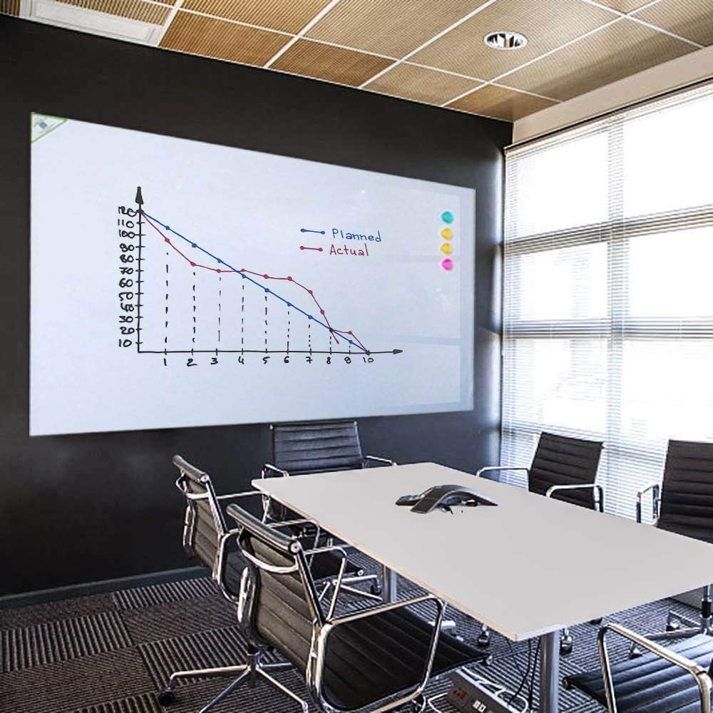 White Board Sticker Non-Adhesive Backing, 48" x 36" Magnetic Dry Erase Board Contact Paper for Wall, Whiteboard Sheet Roll for Teacher Kids Classroom, Include Markers, Eraser with Magnet