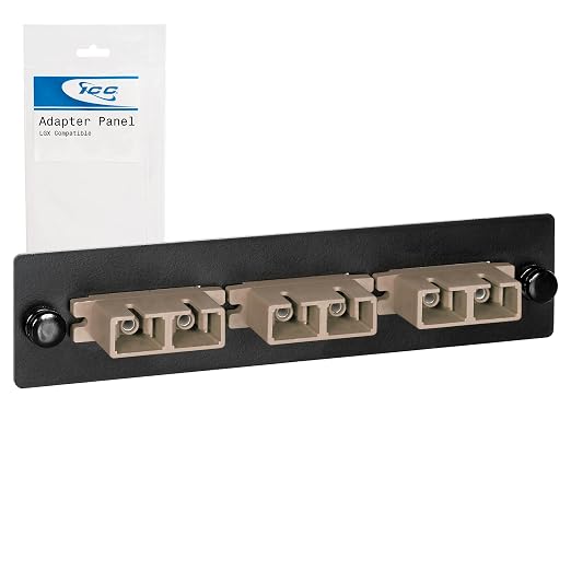 ICC SC-SC Fiber Optic Adapter Panel, LGX Compatible, 6 Fibers, Push Fasteners by ICC