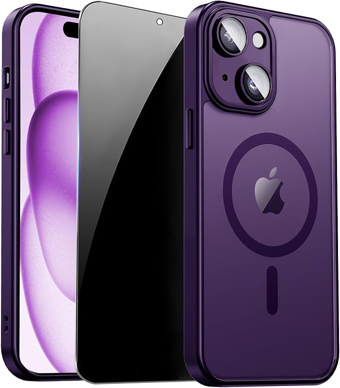 for iPhone 15 Case with Privacy Screen Protector and Camera Protection by ZOZDOKG
