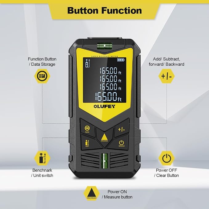 Laser Measure, OLUFEY 165ft Laser Distance Meter - Image 2
