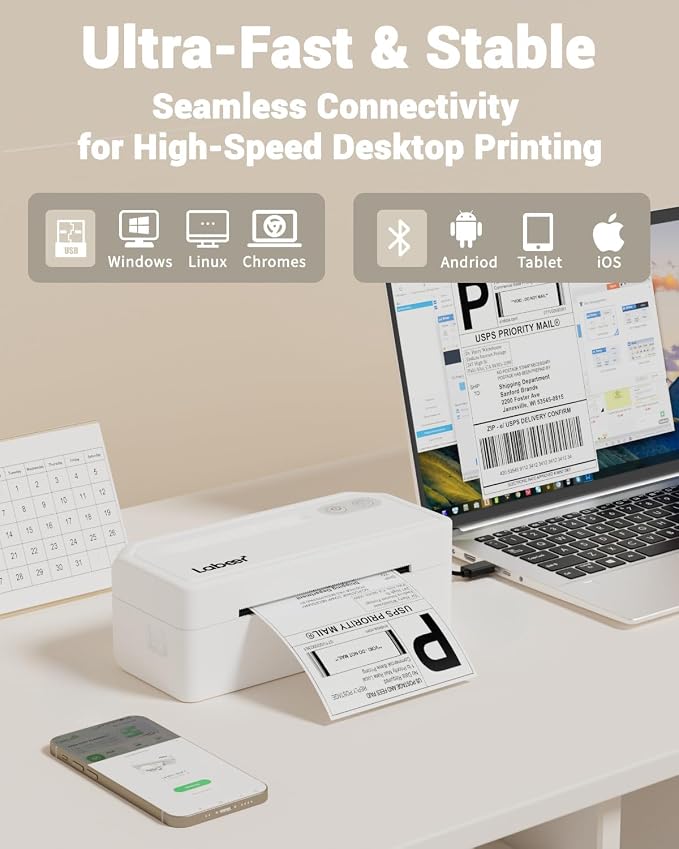 Labeer Bluetooth Thermal Shipping Label Printer, Wireless 4x6 Label Printer - Image 2