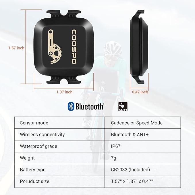 COOSPO Cadence & Speed Sensor for Cycling, Wireless Bluetooth & ANT+ Bike RPM - Image 6