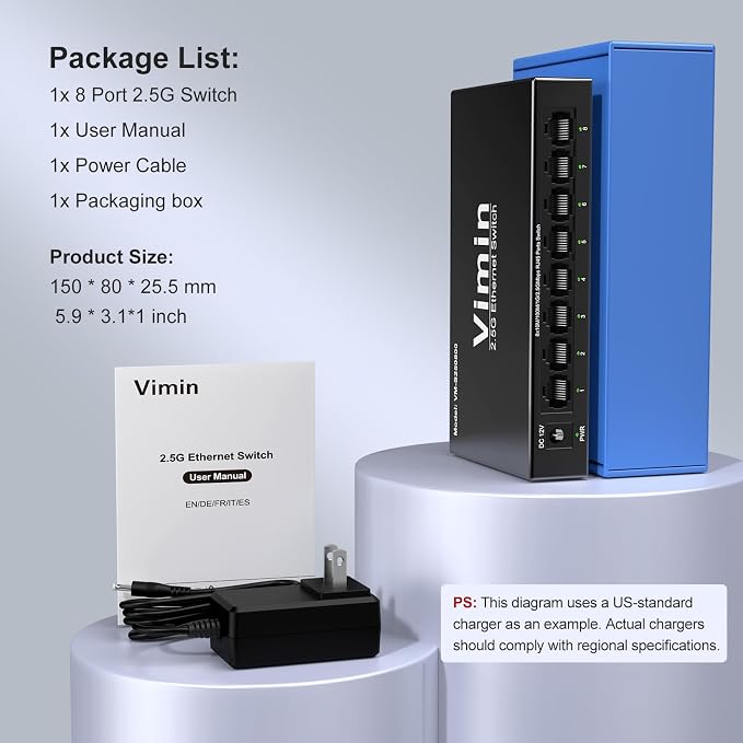 8-Port 2.5G Switch Unmanaged, 8 x 10/100/1000/2500Mbps RJ45 Ports, Plug & Play - Image 8