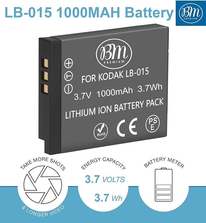 BM Premium 2 Pack of LB-015 Batteries and Dual Bay Battery Charger - Image 2