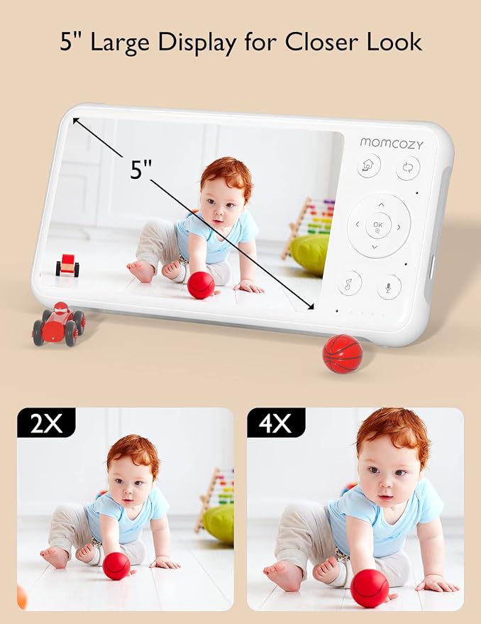 Momcozy Baby Monitor with 2 Cameras 5’’ 1080P Split Screen Video Baby Monitor - Image 4