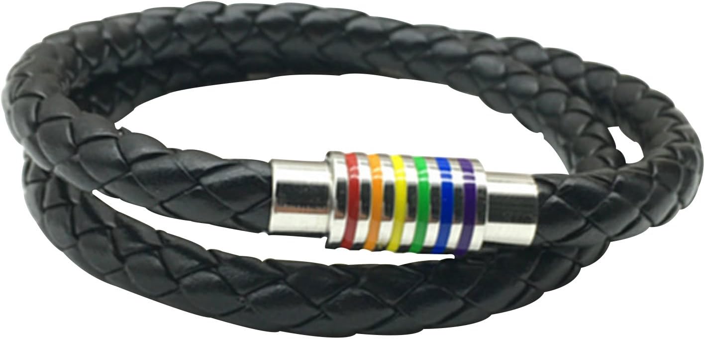 Nanafast Titanium Stainless Steel Rainbow LGBT Pride Bracelet Handmade Braided by Nanafast