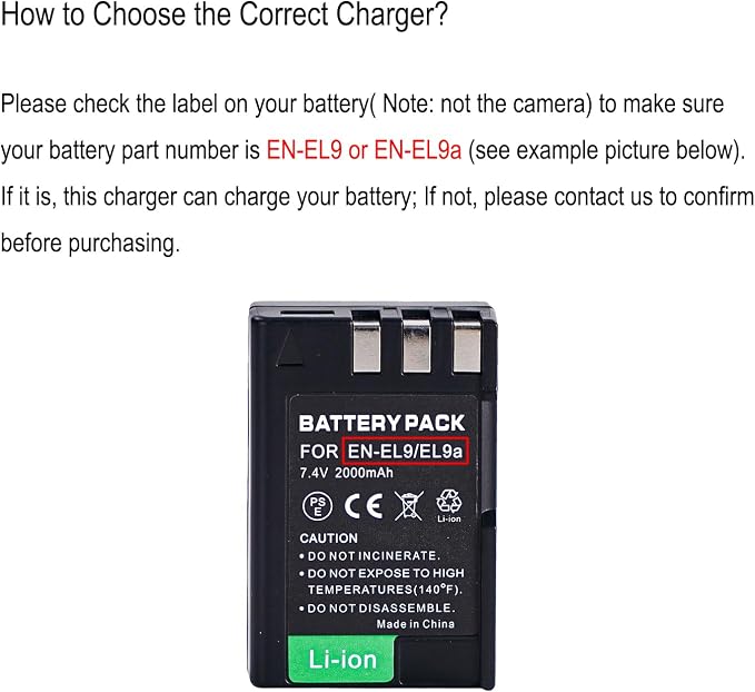 EN-EL9/EN-EL9a Battery Charger for Nikon D40, D5000 Cameras - Image 2