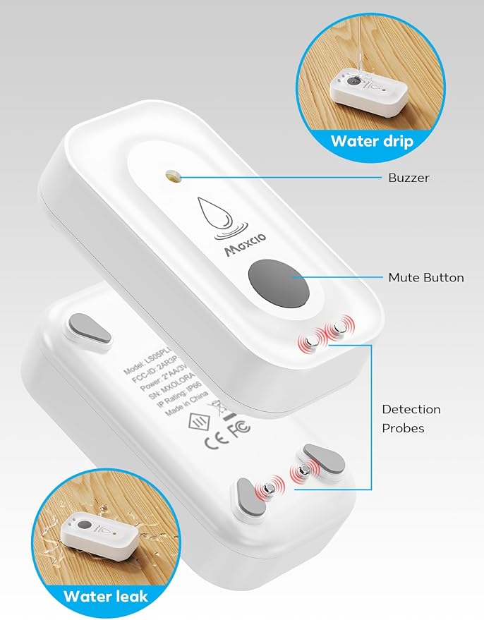 MAXCIO Water Leak Detectors 3 Pack, 110dB Adjustable Smart Water Sensor - Image 7