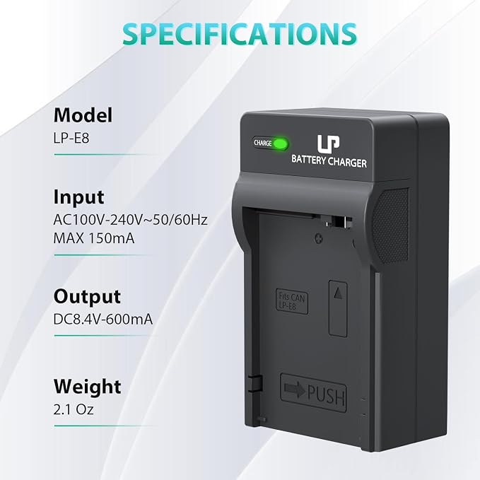 LP E8 Battery Charger, Charger Compatible - Image 6