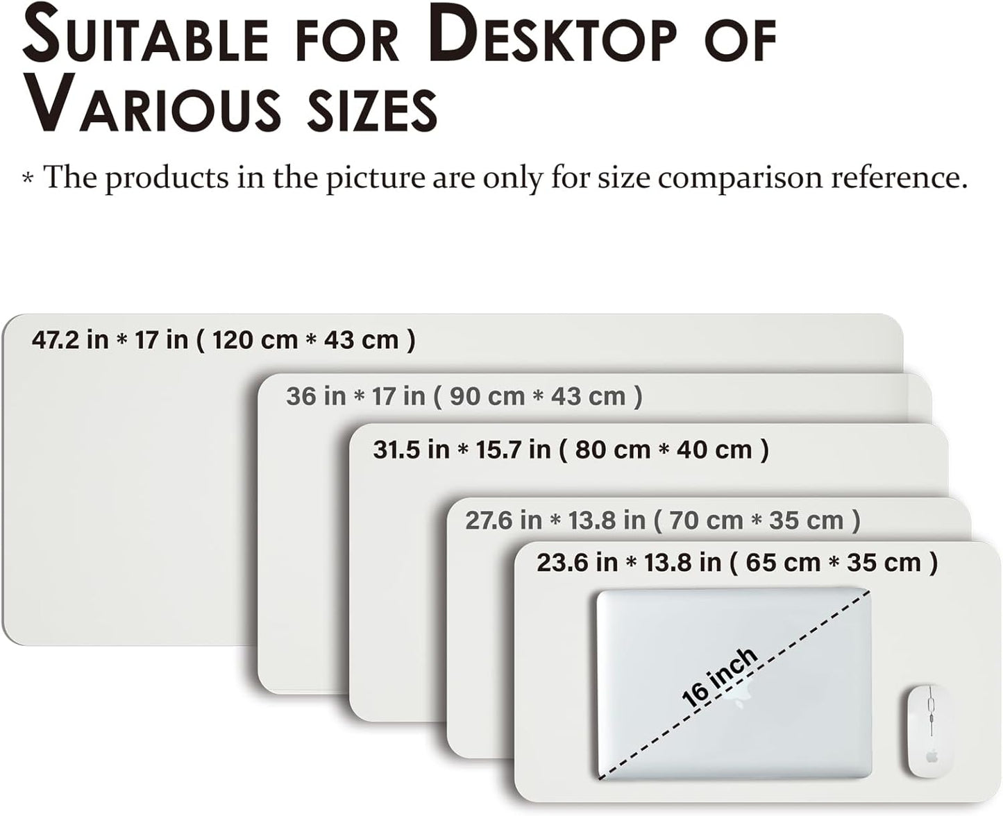 HOMIEAZICOZI Leather Desk Mat - Non-Slip PU Desk Pad for Office and Home - Desk Organization and Accessories - Ideal for Large Mouse Pad and Desk Mats on Top of Desks (White,36''x 17'') (DPD-W-L)