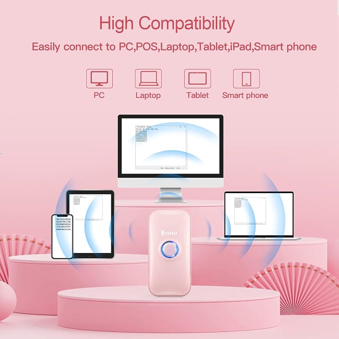 Eyoyo Mini 1D Bluetooth Barcode Scanner, 3-in-1 Bluetooth & USB Wired & 2.4G - Image 5