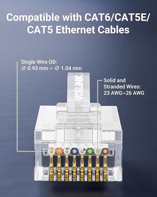 VCE 50-Pack Cat6 RJ45 Pass Through Connector - Image 4