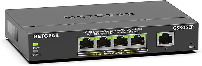 NETGEAR 5 Port PoE Gigabit Ethernet Easy Smart Managed Essentials Switch - by NETGEAR