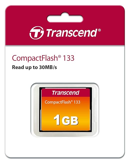 Transcend CF133 CompactFlash Memory Card 1GB, DSLRs Camera Card, MLC NAND Flash by Transcend