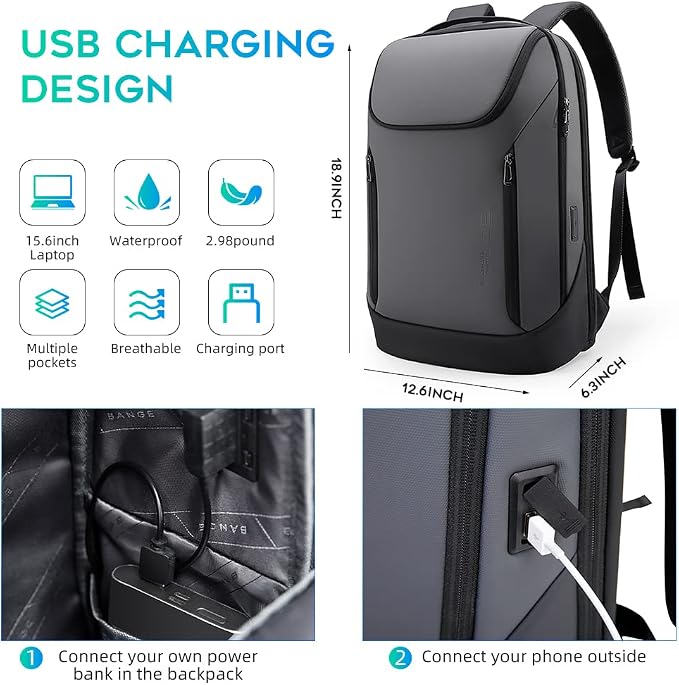 BANGE Business Smart Backpack Waterproof fit 15.6 Inch Laptop Backpack - Image 5
