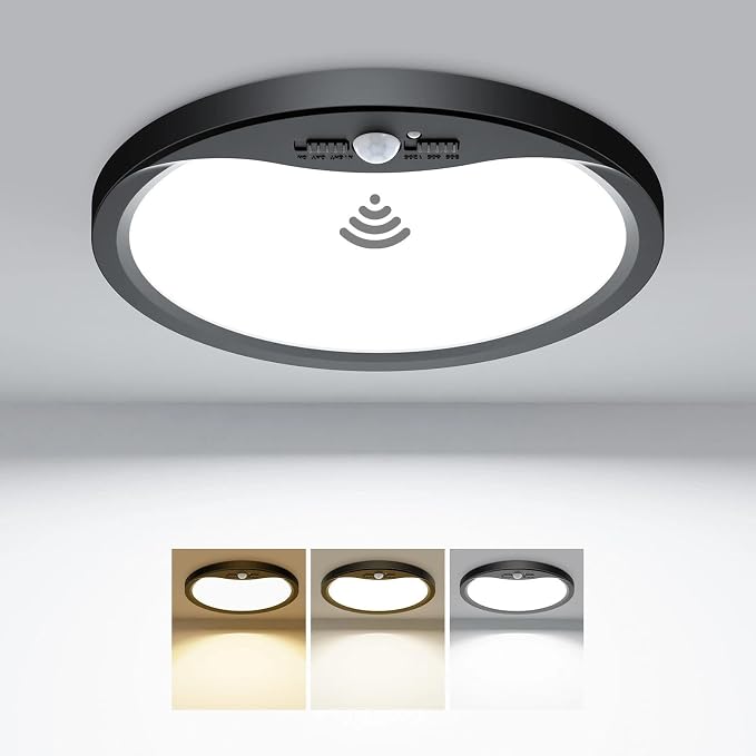hepside Motion Sensor Ceiling Light Wired, 3000K/4000K/6500K LED Flush Mount by Hepside