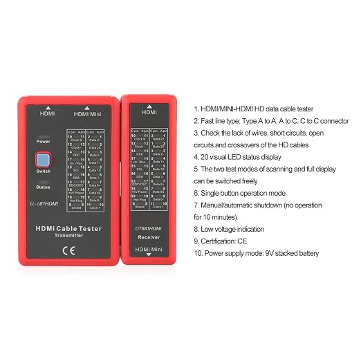UT681 HDMI Cable Tester, Portable Mini HDMI to HDMI, High Definition USB Cable - Image 6