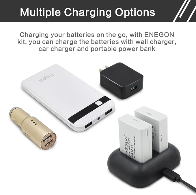 ENEGON LP-E5 Replacement Battery and Rapid Dual Charger - Image 4